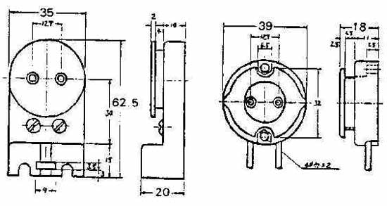 FL-LAMP HOLDER SUPPORT-TYPE PHENOL RESIN 250V 1A 35MM-WIDE