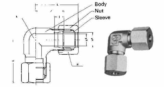 UNION ELBOW FLARELESS BRASS, 10MMXPT3/8