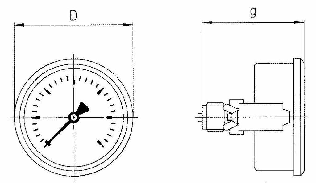 GAUGE PRESSURE W/GLYCERINE, REAR/U-CLAMP 0-6BAR 63MM G1/4&quot;