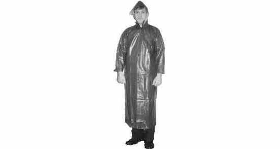 RAIN COAT WITH HOOD RUBBER, SIZE LL