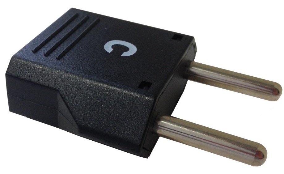 PLUG ADAPTOR 2-ROUND PIN PLUG &amp; 2-FLAT PIN RECEPTACLE
