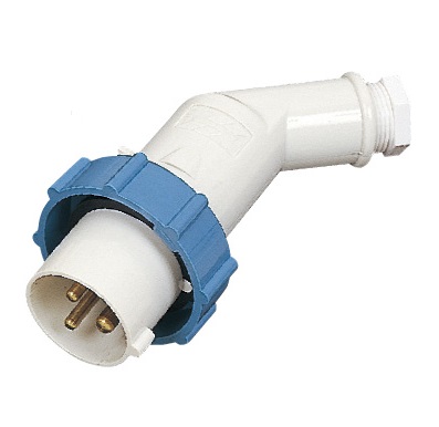 PLUG OFFSET WATERTIGHT IEC, 2P+E AC200-250V BLUE PI2-2B