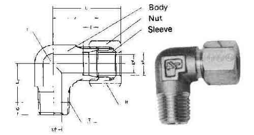 [1121921] ELBOW MALE FLARELESS BRASS, 8MMXPT1/8